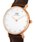 Buy Shop Daniel Wellington Classy Bristol White Dial Brown Leather Strap Watch For Women - DW00100062 USA Online