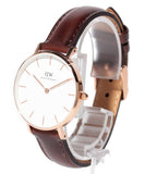 Buy Shop Daniel Wellington Classic Petite Bristol White Dial Brown Leather Strap Watch For Women - DW00100171 USA Online