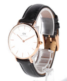 Buy Shop Daniel Wellington Petite Sheffield White Dial Black Leather Strap Watch For Women - DW00100174 USA Online