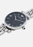 Buy Shop Emporio Armani Gianni T Bar Dark Blue Dial Silver Stainless Steel Watch For Women - AR11091 USA Online