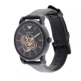 Buy Shop Emporio Armani Luigi Automatic Skeleton Black Dial Black Leather Strap Watch For Men - AR60012 USA Online