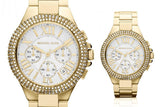 Buy Shop Michael Kors Camille Silver Diamonds Dial Gold Steel Strap Watch for Women - MK5756 USA Online