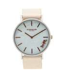 Buy Shop Coach Perry Blue Mother of Pearl Dial White Leather Strap Watch for Women - 14503270 USA Online