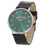 Coach Charles Green Dial Black Leather Strap Watch for Men - 14602436