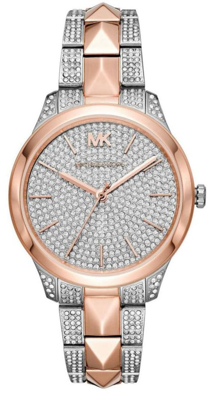 Buy Shop Michael Kors Runway Mercer Crystals Silver Dial Two Tone Steel Strap Watch For Women - MK6716 USA Online