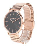 Coach Charles Black Dial Rose Gold Mesh Bracelet Watch for Men - 14602552