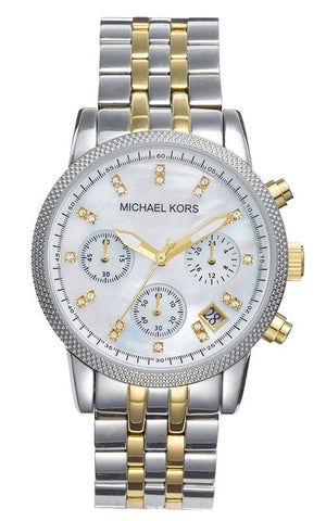 Buy Shop Michael Kors Ritz Chronograph White Dial Two Tone Steel Strap Watch for Women - MK5057 USA Online
