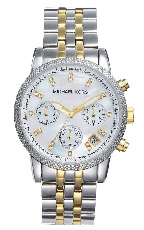 Buy Shop Michael Kors Ritz Chronograph White Dial Two Tone Steel Strap Watch for Women - MK5057 USA Online