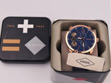 Buy Shop Fossil Flynn Mechanical Blue Dial Blue Leather Strap Watch for Men - BQ2219 USA Online