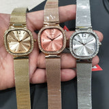 Buy Shop Guess Tapestry Diamonds Rose Gold Dial Rose Gold Mesh Bracelet Watch for Women - GW0354L3 USA Online