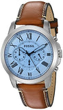 Buy Shop Fossil Grant Chronograph Blue Dial Brown Leather Strap Watch for Men - FS5184 USA Online