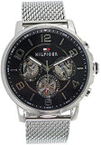 Buy Shop Tommy Hilfiger Chronograph Black Dial Silver Mesh Bracelet Watch for Men - 1791292 USA Online