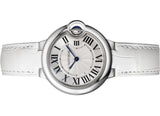 Buy Shop Cartier Ballon Bleu De Cartier Silver Dial White Leather Strap Watch for Women - W6920086 USA Online