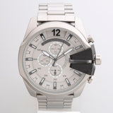 Diesel Mega Chief Chronograph Silver Dial Silver Steel Strap Watch For Men - DZ4501