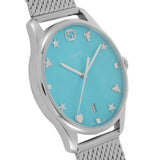 Buy Shop Gucci G-Timeless Turquiose Mother of Pearl Dial Silver Mesh Bracelet Watch For Women - YA1264039 USA Online