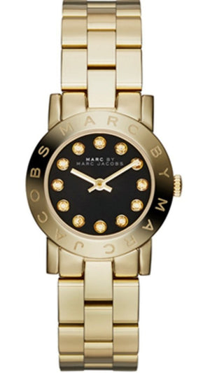 Buy Shop Marc Jacobs Amy Black Dial Gold Steel Strap Watch for Women - MBM3336 USA Online