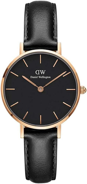 Buy Shop Daniel Wellington Classic Petite Sheffield Black Dial Black Leather Strap Watch For Women - DW00100224 USA Online