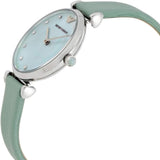 Buy Shop Emporio Armani Gianni T Bar Mother Of Pearl Blue Dial Blue Leather Strap Watch For Women - AR1959 USA Online