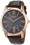 Buy Shop Hugo Boss Ambassador Grey Dial Brown Leather Strap Watch for Men - 1513387 USA Online
