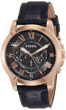 Buy Shop Fossil Grant Chronograph Grey Dial Black Leather Strap Watch for Men - FS5085 USA Online
