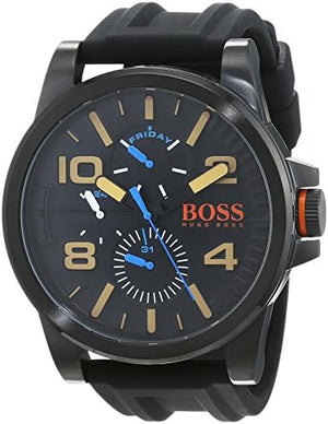 Buy Shop Hugo Boss Orange Detroit Analog Black Dial Black Silicone Strap Watch For Men - 1550011 USA Online