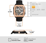Buy Shop Fossil Inscription Automatic Skeleton Rose Gold Dial Black Leather Strap Watch for Men - BQ2572 USA Online
