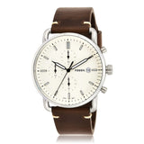 Buy Shop Fossil The Commuter White Dial Brown Leather Strap Watch for Men - FS5402 USA Online