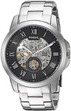 Buy Shop Fossil Grant Skeleton Black Dial Silver Steel Strap Watch for Men - ME3055 USA Online
