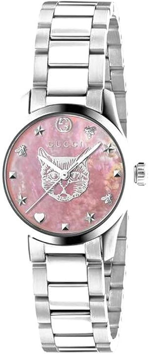Buy Shop Gucci G Timeless Quartz Mother of Pearl Pink Dial Silver Steel Strap Watch For Women - YA1265013 USA Online