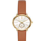 Buy Shop Michael Kors Portia Quartz White Dial Brown Leather Strap Watch For Women - MK2734 USA Online