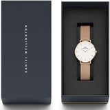 Buy Shop Daniel Wellington Classic Petite Melrose White Dial Rose Gold Mesh Bracelet Watch For Women - DW00100163 USA Online