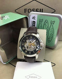 Buy Shop Fossil Grant Automatic Skeleton Black Dial Brown Leather Strap Watch for Men - ME3100 USA Online