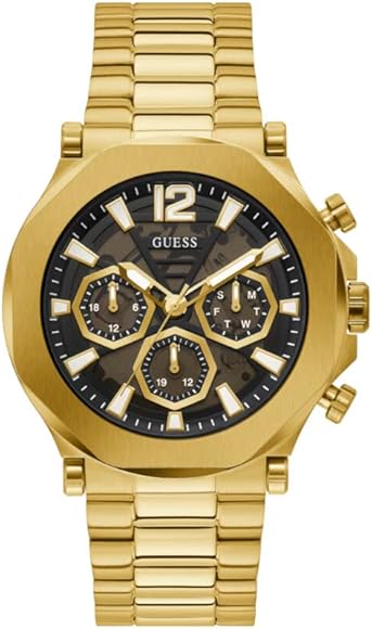 Buy Shop Guess Edge Chronograph Black Dial Gold Steel Strap Watch For Men - GW0539G2 USA Online