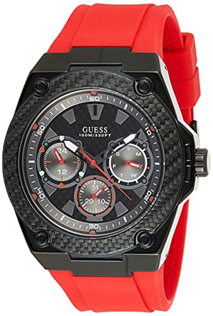Buy Shop Guess Legacy Black Dial Red Silicone Strap Watch for Men - W1049G6 USA Online