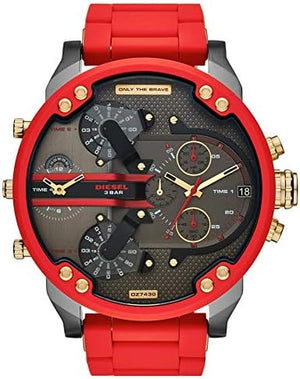Buy Shop Diesel Mr Daddy 2.0 Chronograph Grey Dial Red Rubber Strap Watch For Men - DZ7430 USA Online