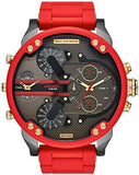 Diesel Mr Daddy 2.0 Chronograph Grey Dial Red Rubber Strap Watch For Men - DZ7430