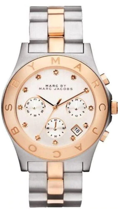 Marc Jacobs Blade Chronograph Silver Dial Two Tone Steel Strap Watch for Women - MBM3178