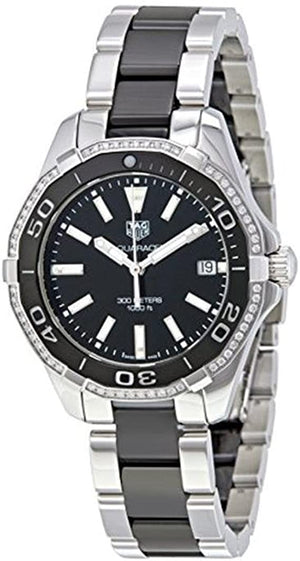 Buy Shop Tag Heuer Aquaracer Quartz Diamonds Black Dial Two Tone Steel Strap Watch for Women - WAY131G.BA0913 USA Online