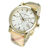 Buy Shop Burberry The City White Dial Haymarket Beige Leather Strap Watch for Women - BU9752 USA Online
