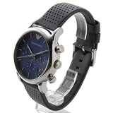 Buy Shop Emporio Armani Luigi Chronograph Blue Dial Black Leather Strap Watch For Men - AR1736 USA Online