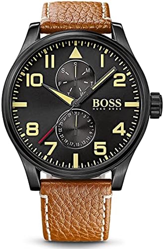 Buy Shop Hugo Boss Aeroliner Maxx Chronograph Black Dial Brown Leather Strap Watch For Men - 1513082 USA Online