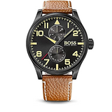 Buy Shop Hugo Boss Aeroliner Maxx Chronograph Black Dial Brown Leather Strap Watch For Men - 1513082 USA Online