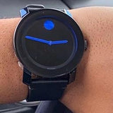 Buy Shop Movado Bold TR90 Black Dial Black Leather Strap Watch For Men - 3600307 USA Online