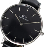 Buy Shop Daniel Wellington Petite Sheffield Black Dial Black Leather Strap Watch For Women - DW00100180 USA Online