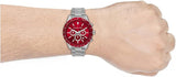 Buy Shop Michael Kors Layton Chronograph Red Dial Silver Steel Strap Watch For Men - MK8822 USA Online