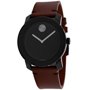 Buy Shop Movado Bold Black Dial Brown Leather Strap Watch For Men - 3600305 USA Online