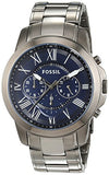 Buy Shop Fossil Grant Chronograph Blue Dial Grey Steel Strap Watch for Men - FS4831 USA Online