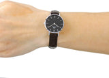 Buy Shop Daniel Wellington Classic Petite York Black Dial Brown Leather Strap Watch For Women - DW00100238 USA Online
