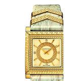 Buy Shop Versace DV-25 Gold Dial Off White Leather Strap Watch for Women - VQF030015 USA Online