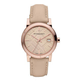 Burberry The City Beige Dial Brown Leather Strap Watch for Women - BU9014